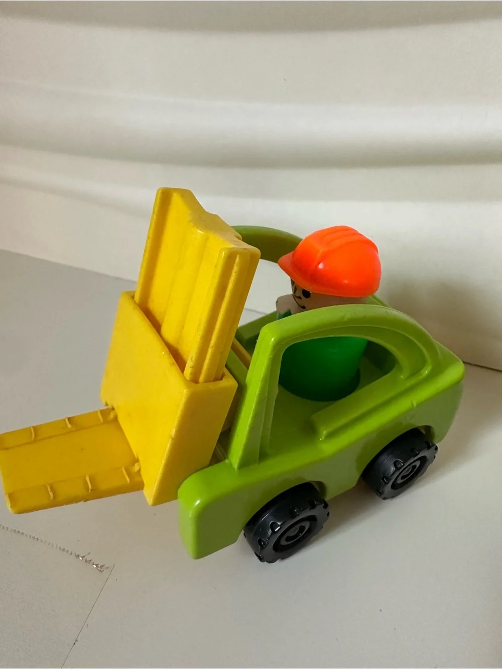Vintage Fisher-Price Little People Construction Forklift Dump Truck skid Lot